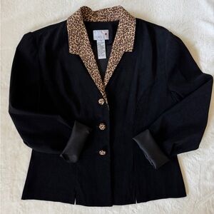Vintage Leopard Trim Thin Blazer